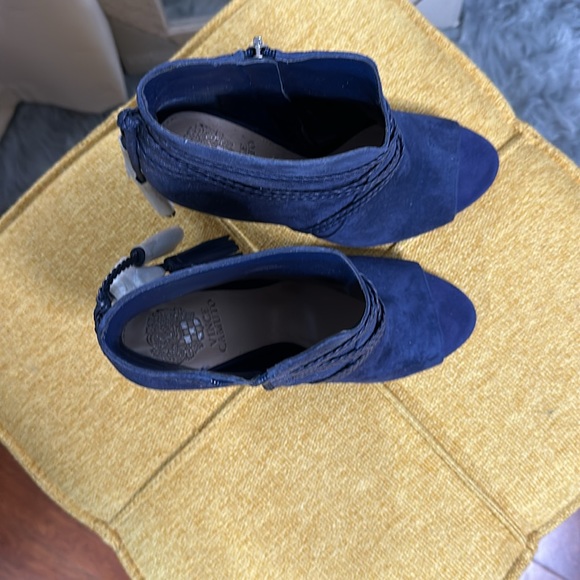 Vince Camuto Blue Suede Peep Toe Booties - Picture 2 of 5